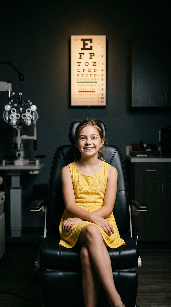 Young girl having an eye test
